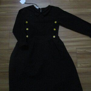 Designer LEOCA Paris Black suede elegant Dress Tissu SZ 10 NWT